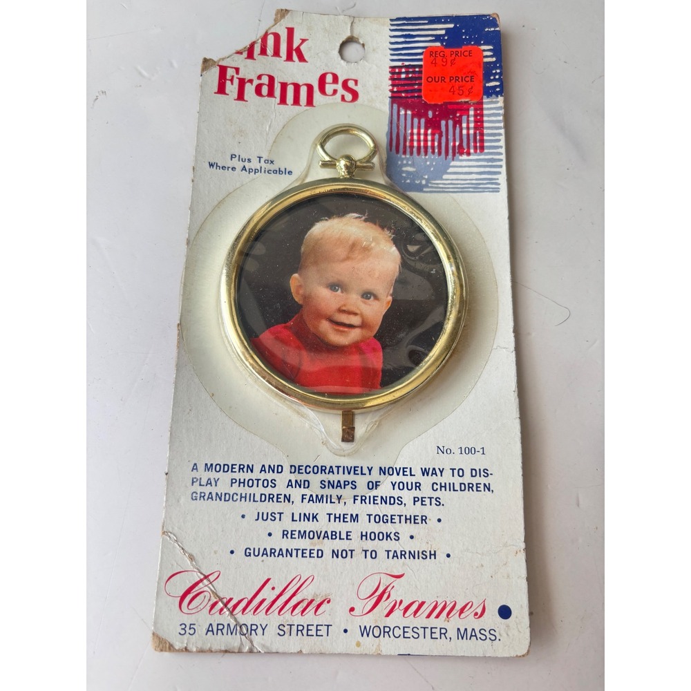 Vintage Cadillac Frames Gold Tone Linkable Circular Picture Frame No. 100-1